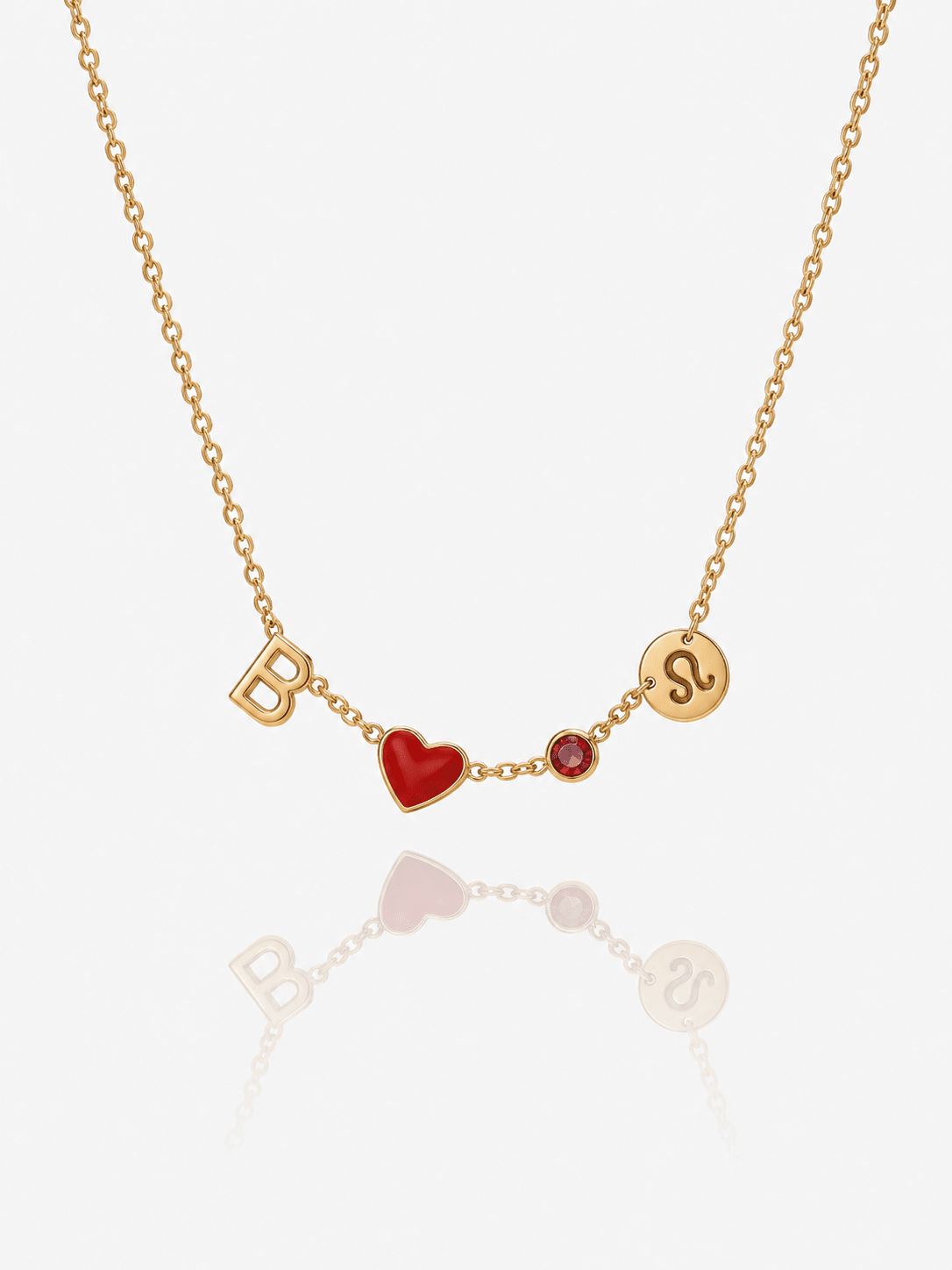Collana con Iniziale a Forma di Cuore — Placcata Oro 18K - Riveous